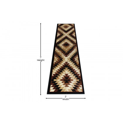 BLNK Teagan Collection Southwestern Style Olefin Area Rug with Jute Backing - Brown, 2'W x 7'L