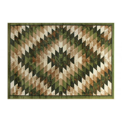 BLNK Teagan Collection Southwestern Style Olefin Area Rug with Jute Backing - Green, 4'W x 5'L