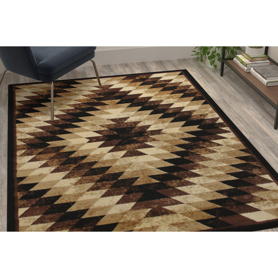 BLNK Teagan Collection Southwestern Style Olefin Area Rug with Jute Backing - Brown, 5'W x 7'L