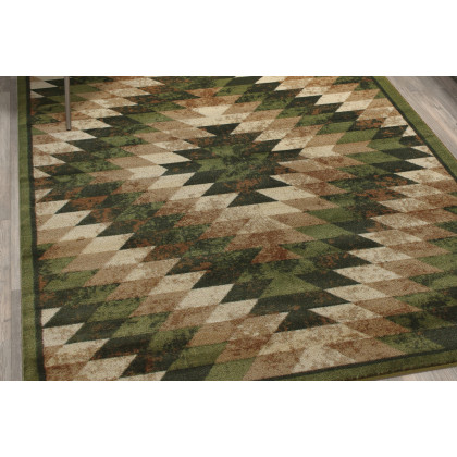 BLNK Teagan Collection Southwestern Style Olefin Area Rug with Jute Backing - Green, 5'W x 7'L