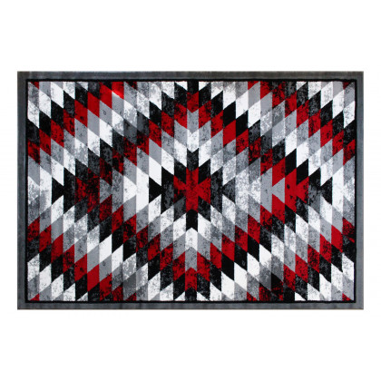 BLNK Teagan Collection Southwestern Style Olefin Area Rug with Jute Backing - Red, 5'W x 7'L