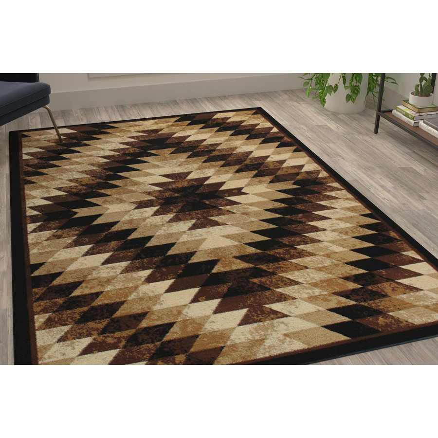 BLNK Teagan Collection Southwestern Style Olefin Area Rug with Jute Backing - Brown, 6'W x 9'L