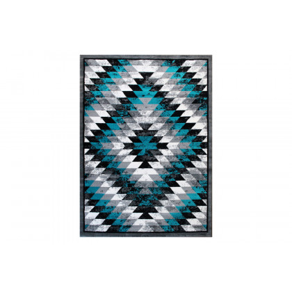 BLNK Teagan Collection Southwestern Style Olefin Area Rug with Jute Backing - Turquoise, 6'W x 9'L