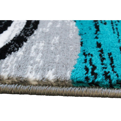 BLNK Wisp Collection Olefin Rippled Area Rug with Jute Backing - Turquoise, 2'W x 7'L