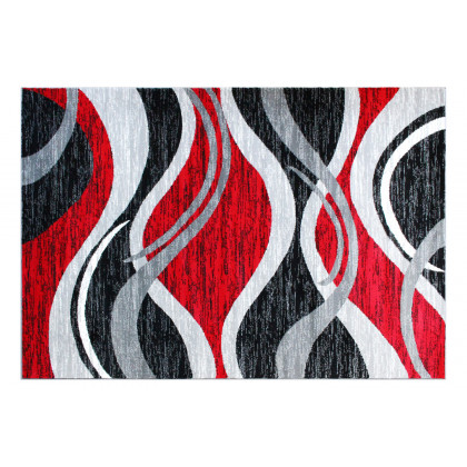 BLNK Wisp Collection Olefin Rippled Area Rug with Jute Backing - Red, 5'W x 7'L