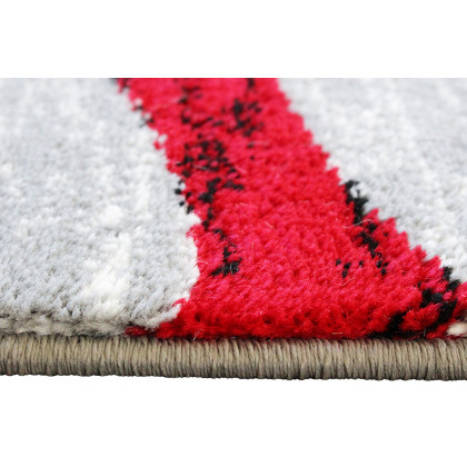 BLNK Wisp Collection Olefin Rippled Area Rug with Jute Backing - Red, 5'W x 7'L