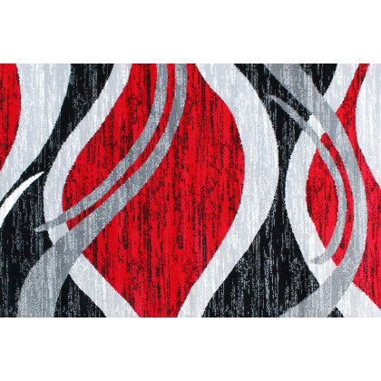 BLNK Wisp Collection Olefin Rippled Area Rug with Jute Backing - Red, 5'W x 7'L