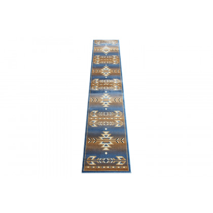 BLNK Lodi Collection Southwestern Style Olefin Area Rug with Jute Backing - Blue, 2'W x 11'L