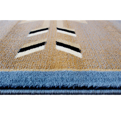 BLNK Lodi Collection Southwestern Style Olefin Area Rug with Jute Backing - Blue, 2'W x 11'L