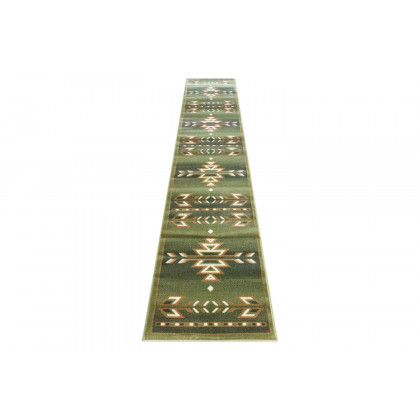 BLNK Lodi Collection Southwestern Style Olefin Area Rug with Jute Backing - Green, 2'W x 11'L