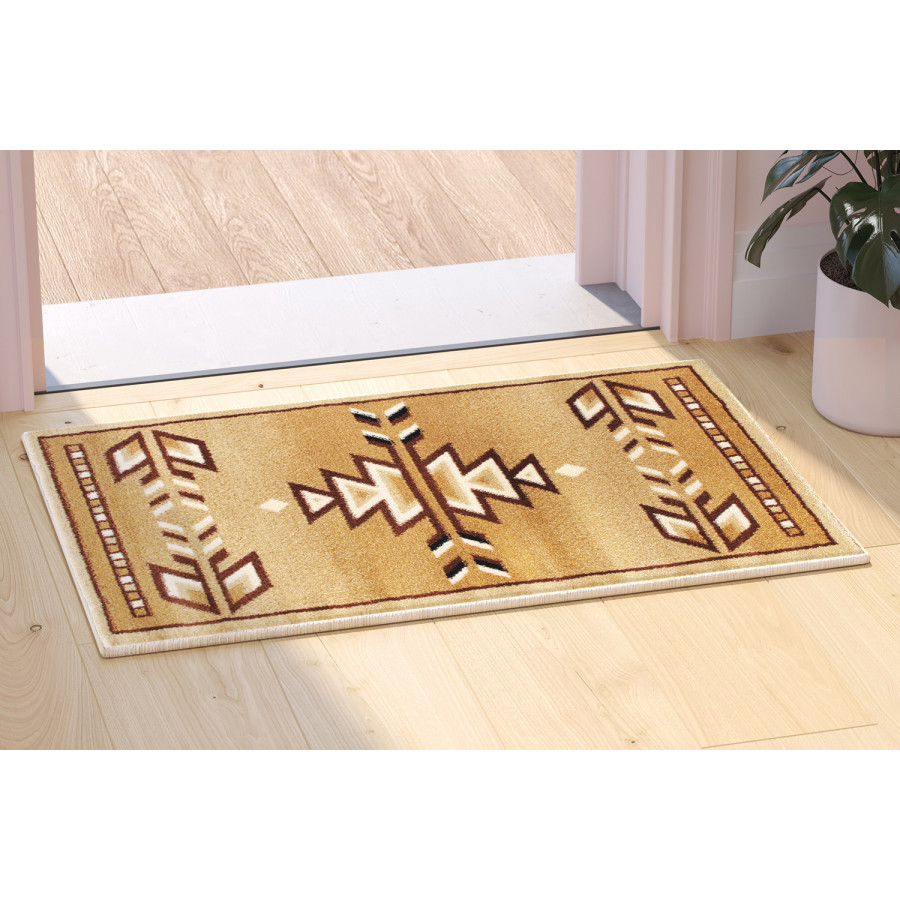 BLNK Lodi Collection Southwestern Style Olefin Area Rug with Jute Backing - Brown, 2'W x 3'L