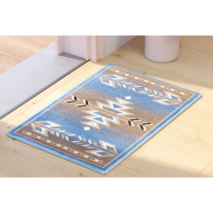 BLNK Lodi Collection Southwestern Style Olefin Area Rug with Jute Backing - Blue, 2'W x 3'L