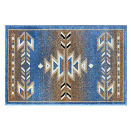 BLNK Lodi Collection Southwestern Style Olefin Area Rug with Jute Backing - Blue, 2'W x 3'L