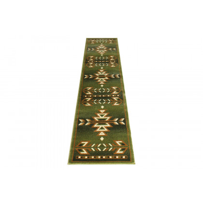 BLNK Lodi Collection Southwestern Style Olefin Area Rug with Jute Backing - Green, 2'W x 7'L