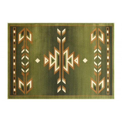 BLNK Lodi Collection Southwestern Style Olefin Area Rug with Jute Backing - Green, 4'W x 5'L