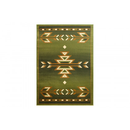 BLNK Lodi Collection Southwestern Style Olefin Area Rug with Jute Backing - Green, 5'W x 7'L