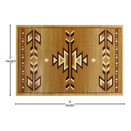 BLNK Lodi Collection Southwestern Style Olefin Area Rug with Jute Backing - Brown, 6'W x 9'L
