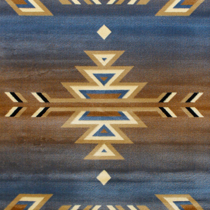 BLNK Lodi Collection Southwestern Style Olefin Area Rug with Jute Backing - Blue, 6'W x 9'L
