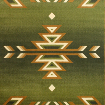 BLNK Lodi Collection Southwestern Style Olefin Area Rug with Jute Backing - Green, 6'W x 9'L