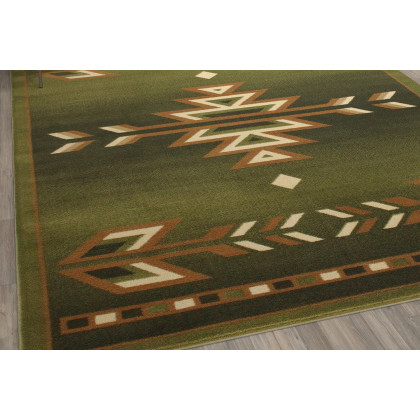 BLNK Lodi Collection Southwestern Style Olefin Area Rug with Jute Backing - Green, 8'W x 10'L