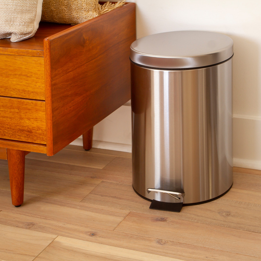 BLNK Round Stainless Steel Fingerprint Resistant Soft Close Step Trash Can -3.2 Gallons (12L) - 3.2 Gall
