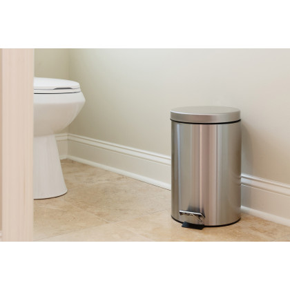 BLNK Round Stainless Steel Fingerprint Resistant Soft Close Step Trash Can -3.2 Gallons (12L) - 3.2 Gall
