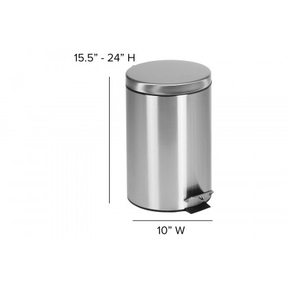 BLNK Round Stainless Steel Fingerprint Resistant Soft Close Step Trash Can -3.2 Gallons (12L) - 3.2 Gall