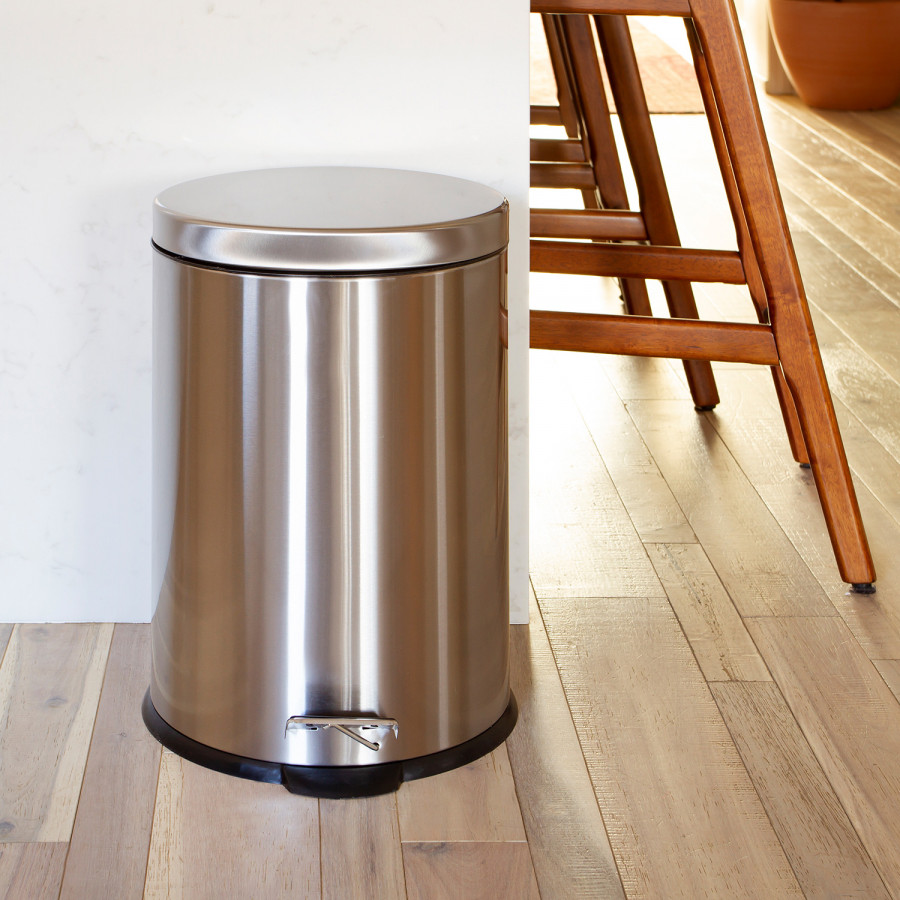BLNK Round Stainless Steel Fingerprint Resistant Soft Close Step Trash Can - 5.3 Gallons (20L) - 5.3 Gall