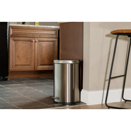 BLNK Round Stainless Steel Fingerprint Resistant Soft Close Step Trash Can - 5.3 Gallons (20L) - 5.3 Gall