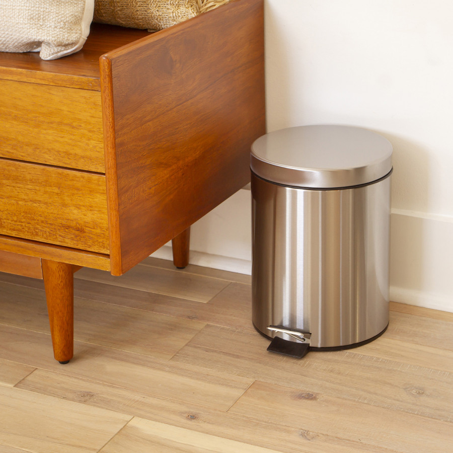 BLNK Round Stainless Steel Fingerprint Resistant Soft Close Step Trash Can - 1.3 Gallons (5L) - 1.3 Gall