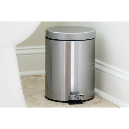BLNK Round Stainless Steel Fingerprint Resistant Soft Close Step Trash Can - 1.3 Gallons (5L) - 1.3 Gall