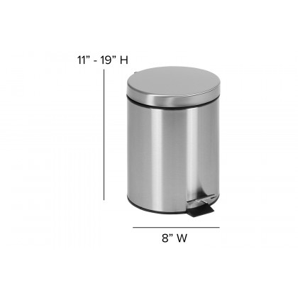 BLNK Round Stainless Steel Fingerprint Resistant Soft Close Step Trash Can - 1.3 Gallons (5L) - 1.3 Gall