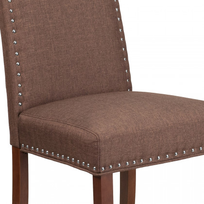 BLNK HERCULES Hampton Hill Series Parsons Chair with Silver Accent Nail Trim - Brown