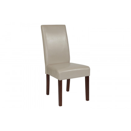 BLNK Greenwich Series LeatherSoft Upholstered Panel Back Mid-Century Parsons Dining Chair - Ivory