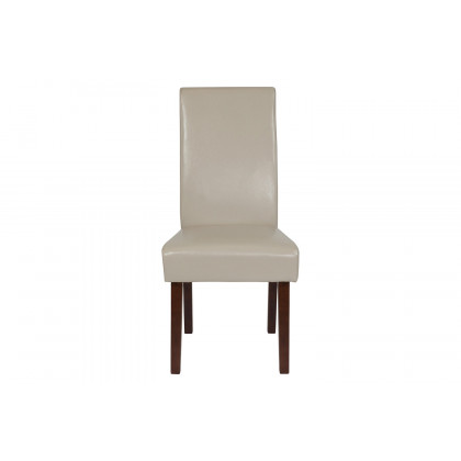 BLNK Greenwich Series LeatherSoft Upholstered Panel Back Mid-Century Parsons Dining Chair - Ivory