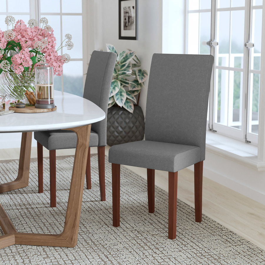 BLNK Greenwich Series Fabric Upholstered Panel Back Mid-Century Parsons Dining Chair - Light Gray