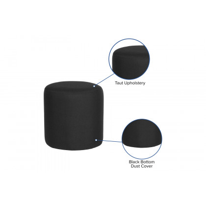 BLNK Barrington Round Fabric Upholstered Round Ottoman Pouf - Black