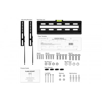 BLNK FLASH MOUNT Fixed TV Wall Mount with Built-In Level - fits TV's 17"- 42"