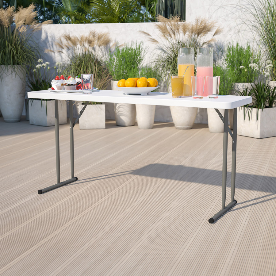 BLNK Granite White Plastic Folding Training Table - 5'L