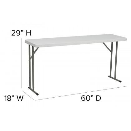 BLNK Granite White Plastic Folding Training Table - 5'L