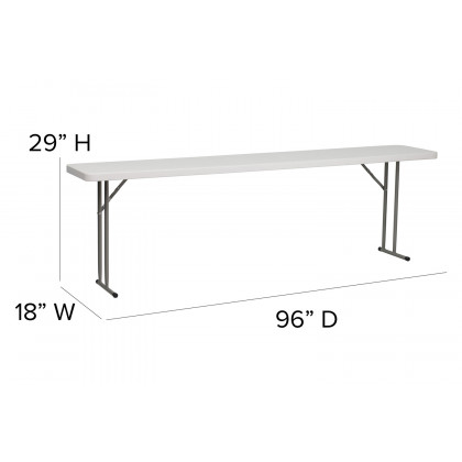 BLNK Granite White Plastic Folding Training Table - 8'L