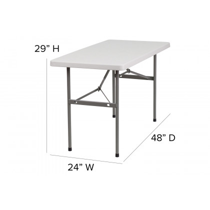 BLNK Granite White Plastic Folding Table - 4'L