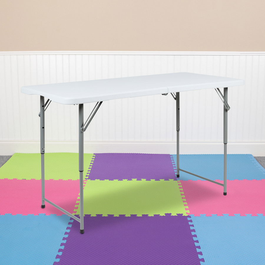 BLNK - Granite White Plastic 3 Height Adjustable Bi-Fold Folding Table