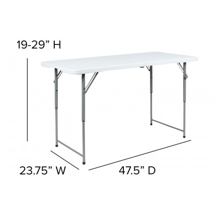 BLNK - Granite White Plastic 3 Height Adjustable Bi-Fold Folding Table