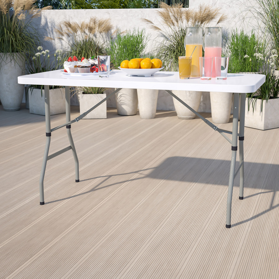 BLNK - Granite White Plastic Height Adjustable Folding Table