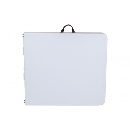 BLNK - Granite White Plastic Height Adjustable Bi-Fold Banquet and Event Folding Table with Carrying Handle