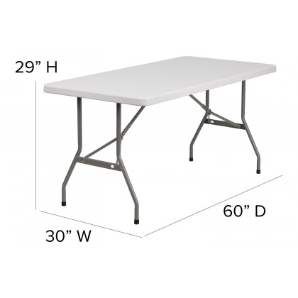 BLNK Granite White Plastic Folding Table - 5'L