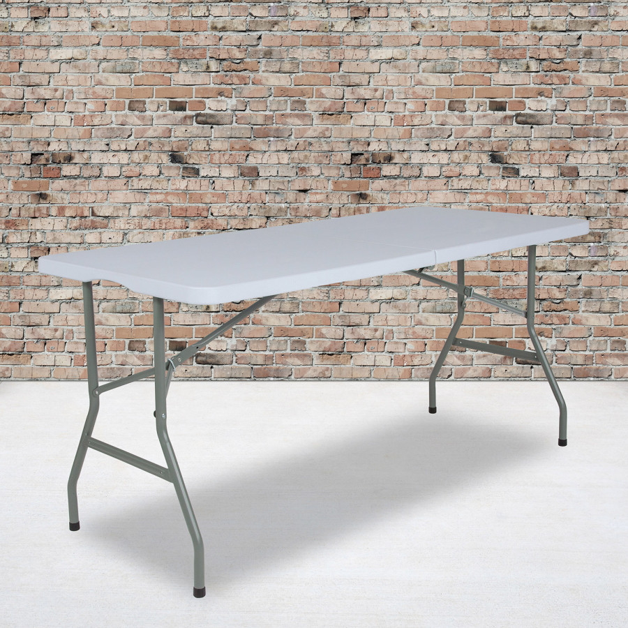 BLNK - Granite White Plastic Bi-Fold Folding Table