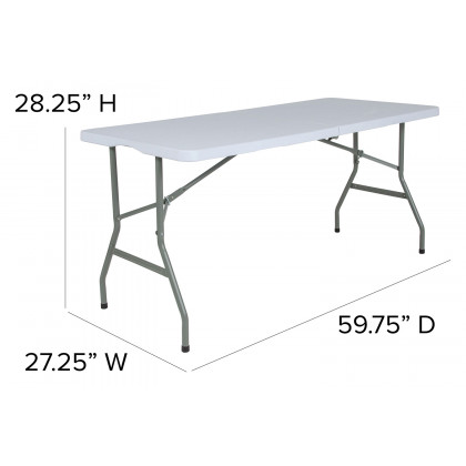 BLNK Granite White Plastic Bi-Fold Folding Table - 4.97'L