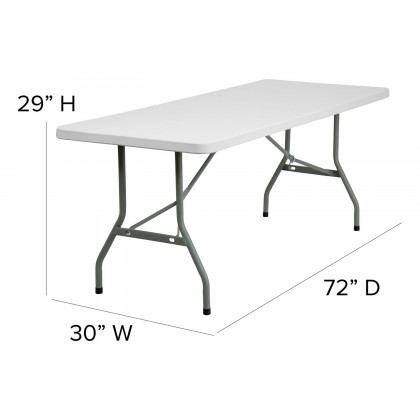 BLNK Granite White Plastic Folding Table - 6'L